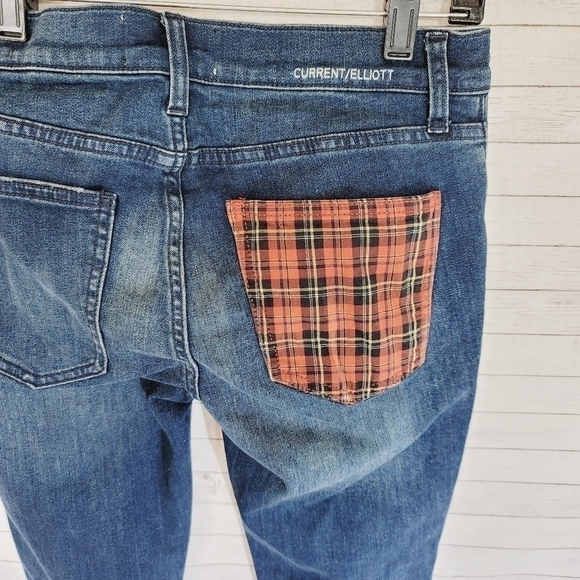 Current Elliott The Stiletto Tartan Plaid Pocket Skinny Jeans, Sz 27 - Picture 5 of 11